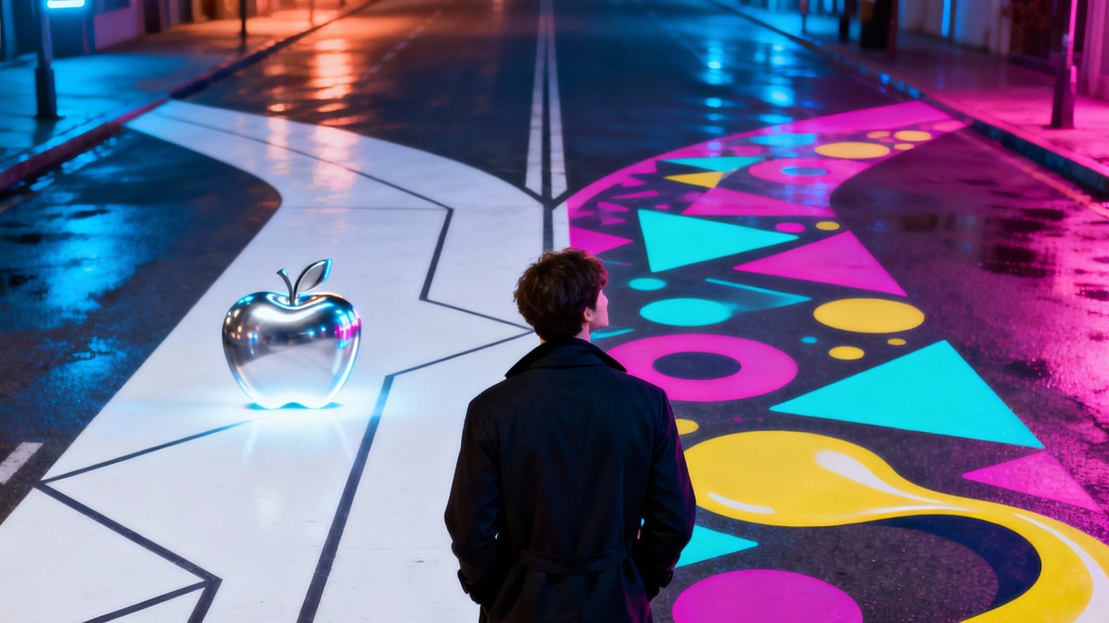 dreamina-2026-01-21-7952-Conceptual-image-of-person-standing-at-f-edited iPhone vs Samsung: Qual Escolher em 2026? Guia Completo Para Não Errar na Compra