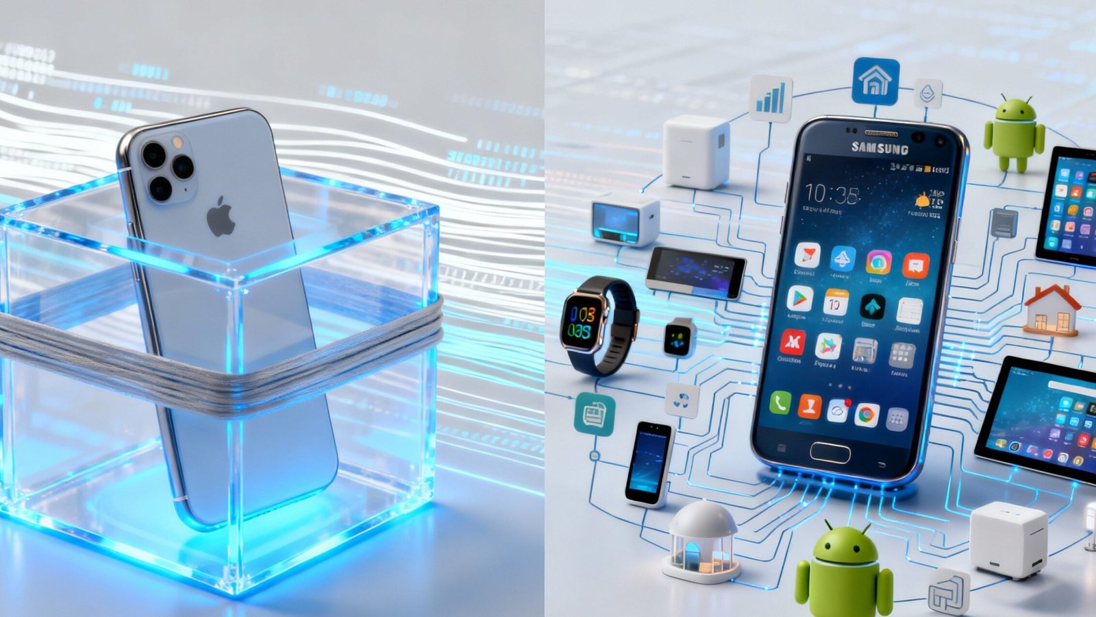 dreamina-2026-01-21-8938-Conceptual-image-representing-security-a-edited iPhone vs Samsung: Qual Escolher em 2026? Guia Completo Para Não Errar na Compra