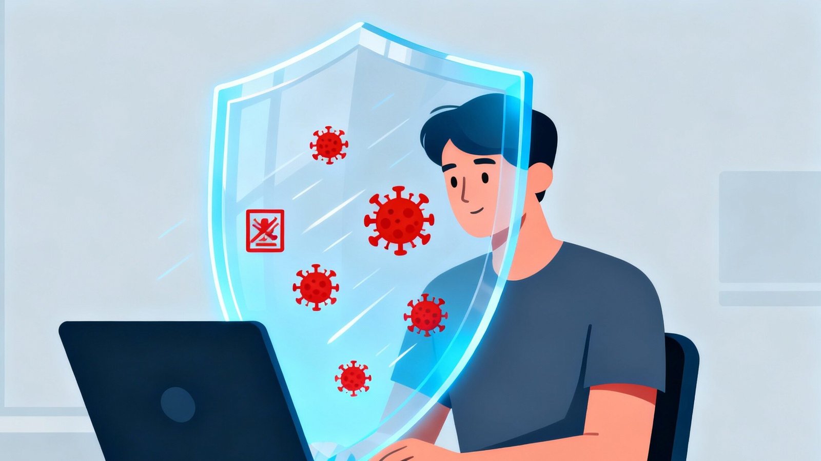 dreamina-2026-01-21-9455-A-person-using-a-laptop-protected-by-a-edited Guia Completo para Iniciantes em Tecnologia: Tudo o Que Você Precisa Saber para Começar