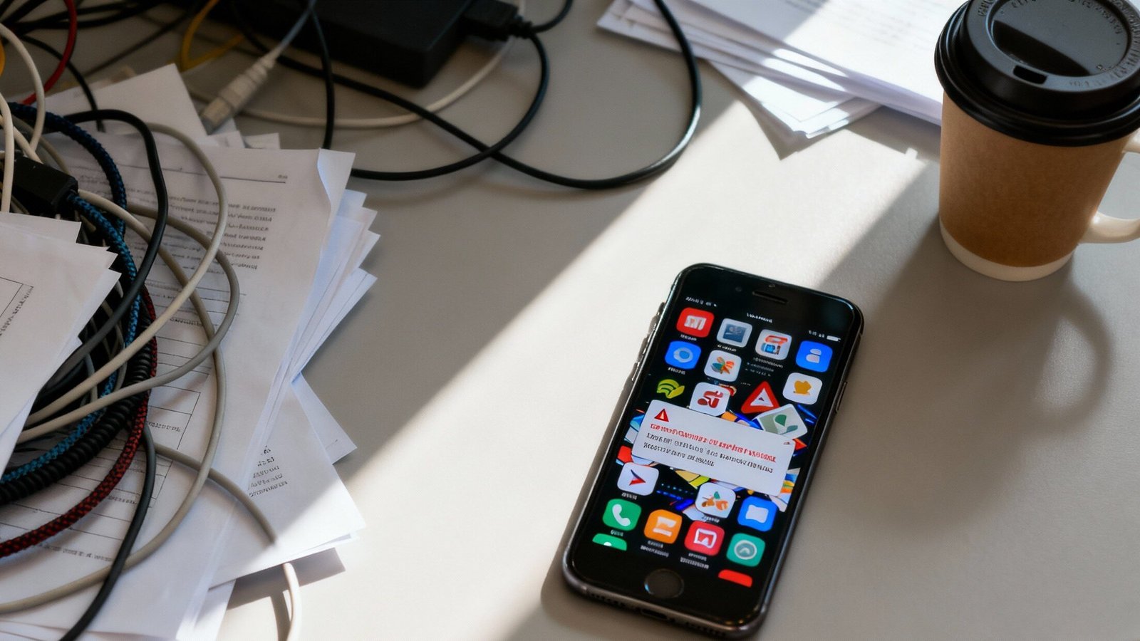 dreamina-2026-01-22-2749-Cluttered-messy-physical-desk-with-paper-edited Como melhorar o desempenho do celular Android: guia simples e prático