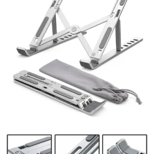 Suporte para Notebook em Alumínio – Dobrável e Ajustável